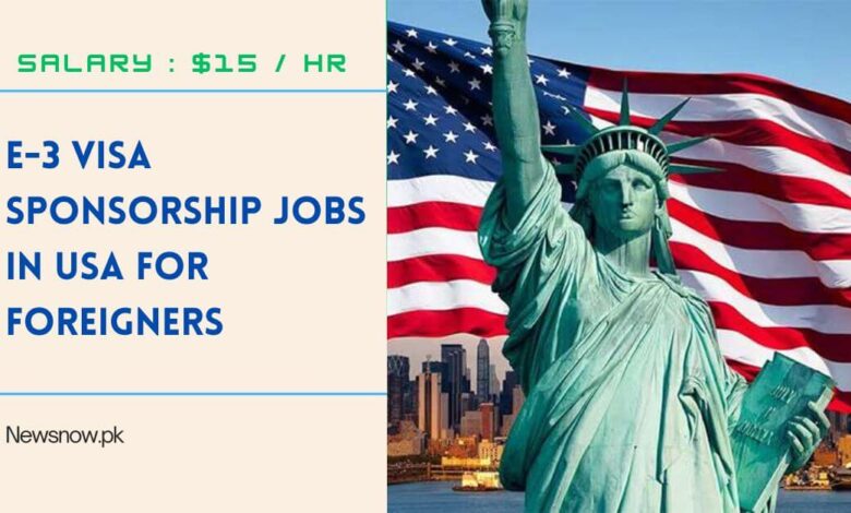 E-3 Visa Sponsorship Jobs in USA for Foreigners